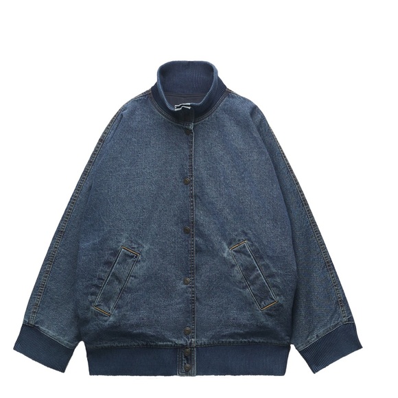 Oversized Zara Denim Bomber - Picture 1 of 4